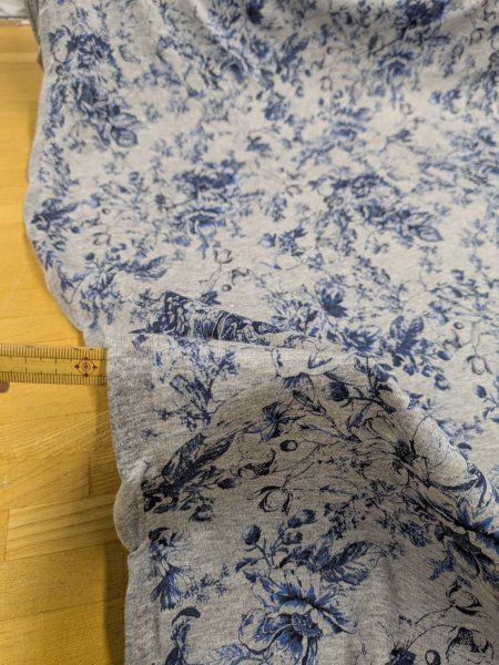 画像7: 生地：コットン天竺フラワープリント（グレー地／ブルー） (7)