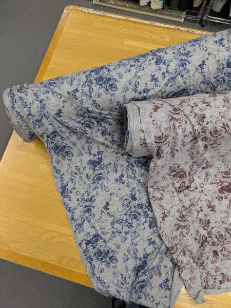 画像8: 生地：コットン天竺フラワープリント（グレー地／ブルー） (8)