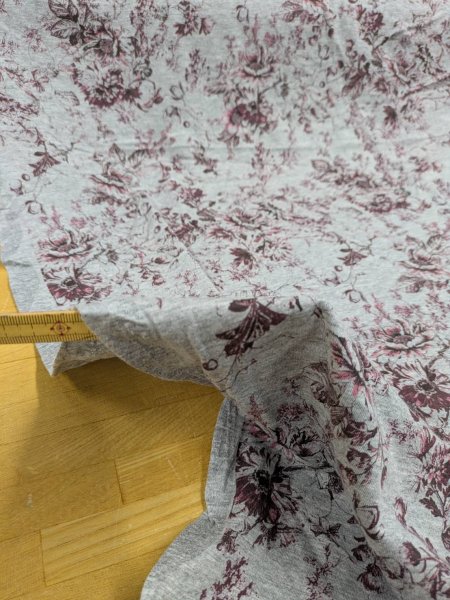 画像5: 生地：コットン天竺フラワープリント（グレー地／エンジ） (5)