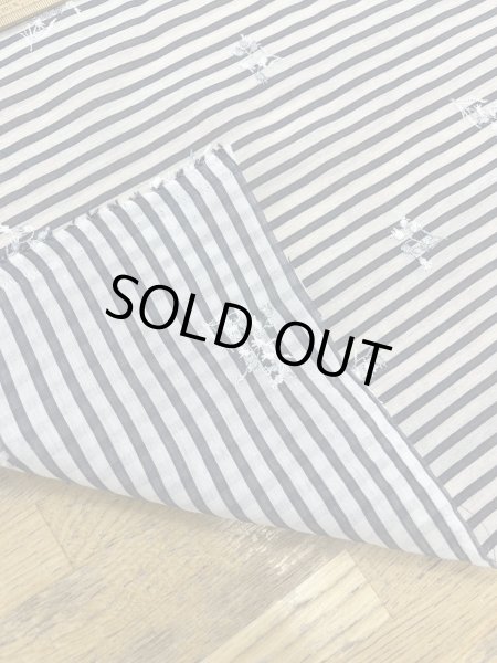 画像4: 生地：刺繍入りボーダー（白／紺） (4)