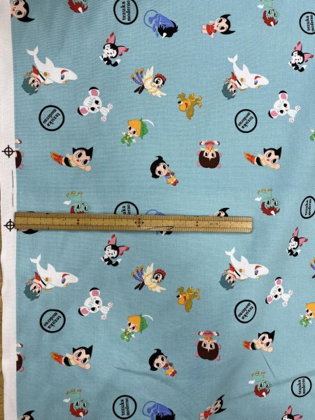 画像1: 生地：キャラクタープリント ライトキャンバス生地（ブルー） (1)