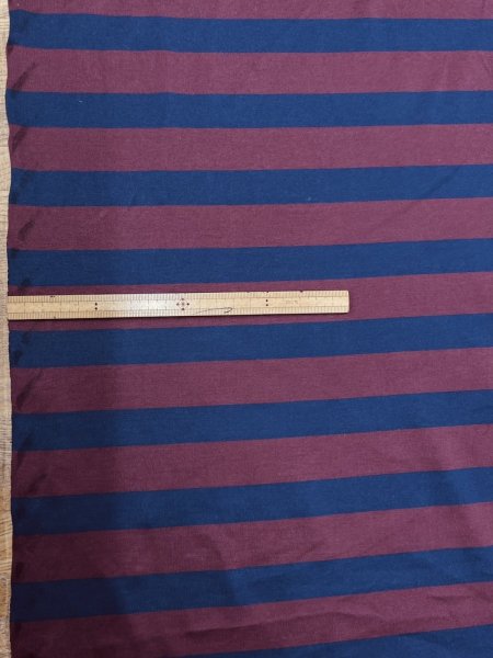 画像2: 生地：綿100％太ボーダー天竺ニット（エンジ×紺） (2)