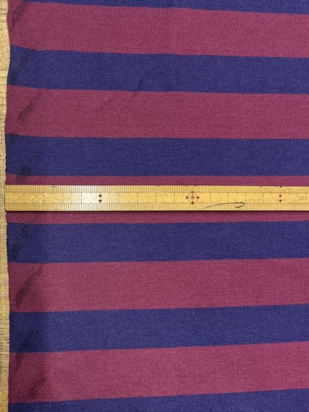 画像3: 生地：綿100％太ボーダー天竺ニット（エンジ×紺） (3)