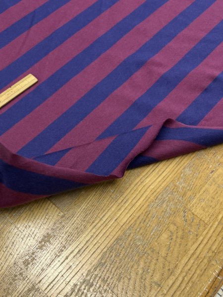 画像5: 生地：綿100％太ボーダー天竺ニット（エンジ×紺） (5)