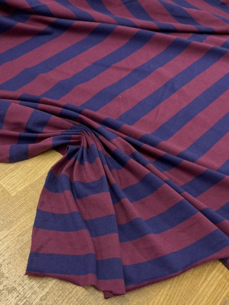 画像6: 生地：綿100％太ボーダー天竺ニット（エンジ×紺） (6)