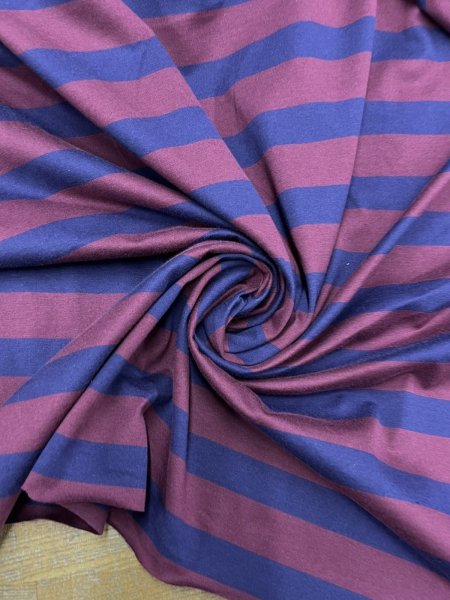 画像7: 生地：綿100％太ボーダー天竺ニット（エンジ×紺） (7)