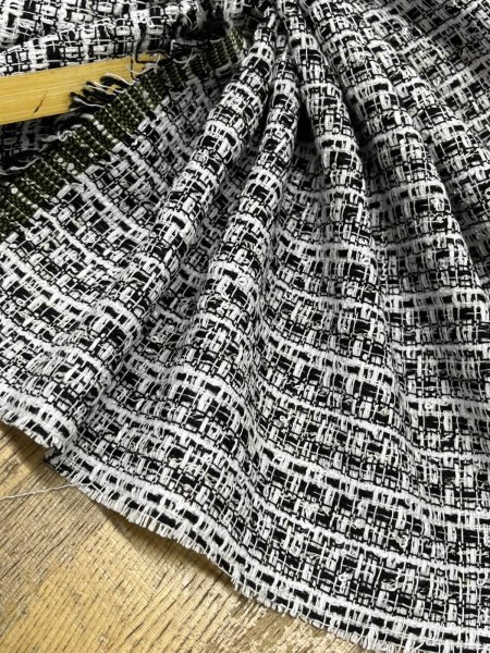 画像6: 生地：綿ポリファンシーツイード（白／黒） (6)