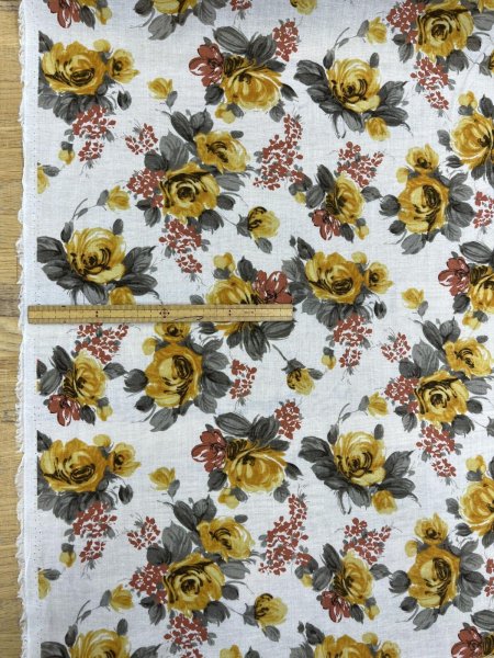 画像2: 生地：綿花柄プリント（キナリ／黄色） (2)