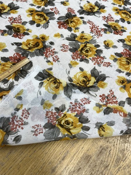 画像4: 生地：綿花柄プリント（キナリ／黄色） (4)