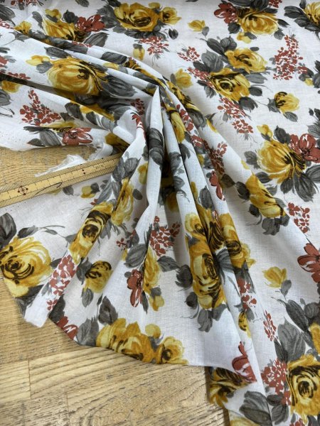 画像6: 生地：綿花柄プリント（キナリ／黄色） (6)