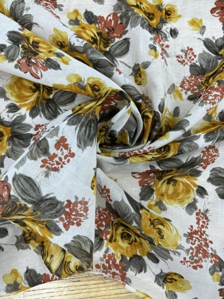 画像7: 生地：綿花柄プリント（キナリ／黄色） (7)