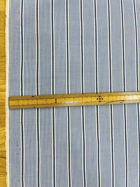 画像3: 生地：ストライプ柄プリント 中厚コットン（白／紺） (3)