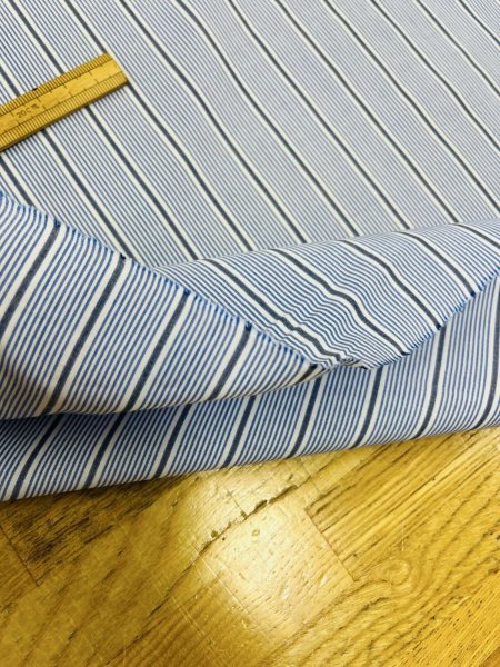 画像5: 生地：ストライプ柄プリント 中厚コットン（白／紺） (5)