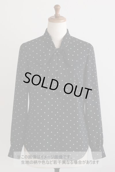 画像1: 生地：水玉柄ポリエステルデシン（ブラック×白） (1)