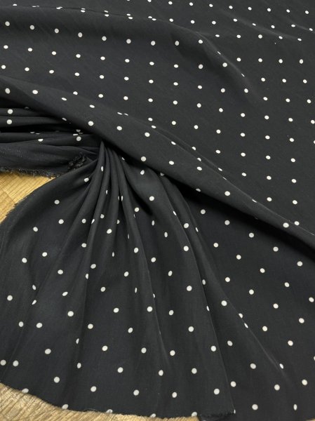 画像5: 生地:水玉柄ポリエステルデシン(ブラック×白) (5)