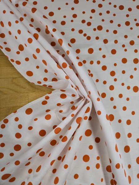 画像5: 生地：綿50％・シルク50％ 綿シルクサテンランダムドット柄（ホワイト×レッド） (5)