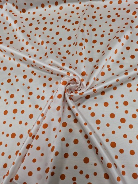 画像6: 生地：綿50％・シルク50％ 綿シルクサテンランダムドット柄（ホワイト×レッド） (6)