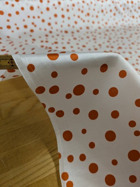 画像7: 生地：綿50％・シルク50％ 綿シルクサテンランダムドット柄（ホワイト×レッド） (7)
