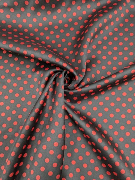 画像5: 生地：綿65％・シルク35％ 綿シルクサテンドット柄（ブラック×レッド） (5)