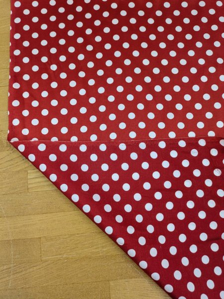 画像3: 生地：綿65％・シルク35％ 綿シルクサテンドット柄（レッド×白） (3)