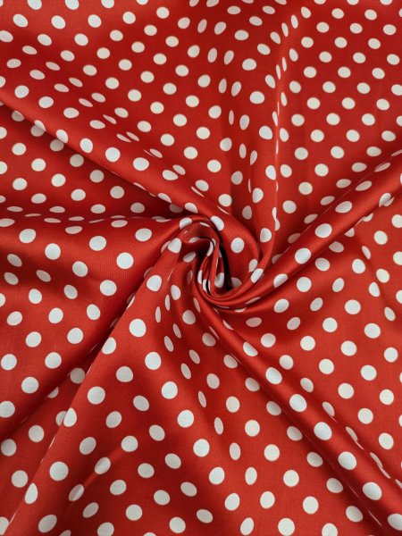 画像6: 生地：綿65％・シルク35％ 綿シルクサテンドット柄（レッド×白） (6)