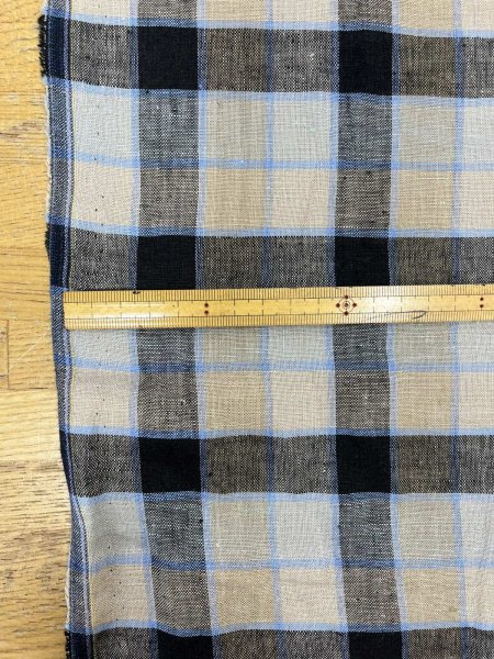 画像3: 生地：麻100％チェック柄（キナリ×ネイビー） (3)