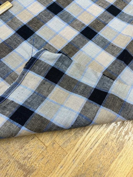 画像4: 生地：麻100％チェック柄（キナリ×ネイビー） (4)