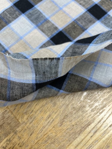 画像5: 生地：麻100％チェック柄（キナリ×ネイビー） (5)