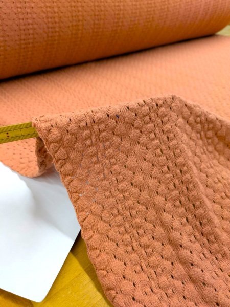 画像5: 生地：綿混クロッシェ風穴あきニット（テラコッタ） (5)