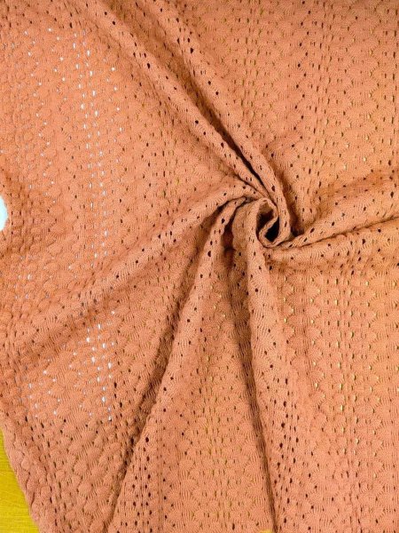 画像6: 生地：綿混クロッシェ風穴あきニット（テラコッタ） (6)