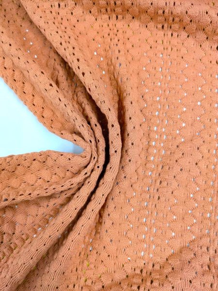 画像7: 生地：綿混クロッシェ風穴あきニット（テラコッタ） (7)