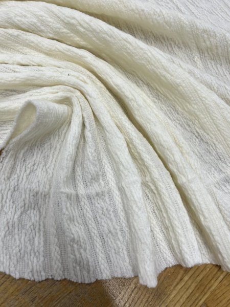 画像6: 生地：ジャガード編み アランケーブル柄 ニット（オフ白） (6)
