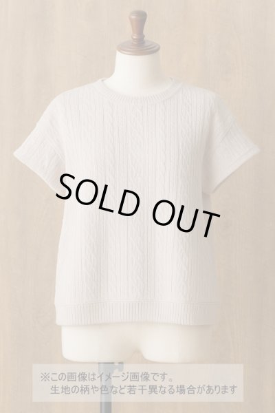 画像1: 生地：ジャガード編み アランケーブル柄 ニット（くすみピンクベージュ） (1)