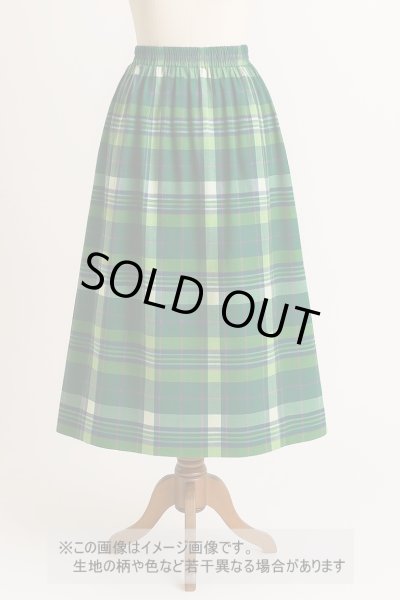 画像1: 生地：綿100％タータン風チェック平織（グリーン系） (1)