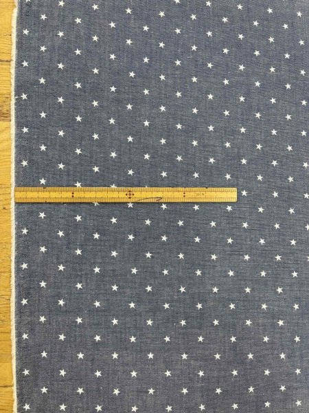 画像2: 生地：綿100％星柄プリントダンガリー（ブルー） (2)