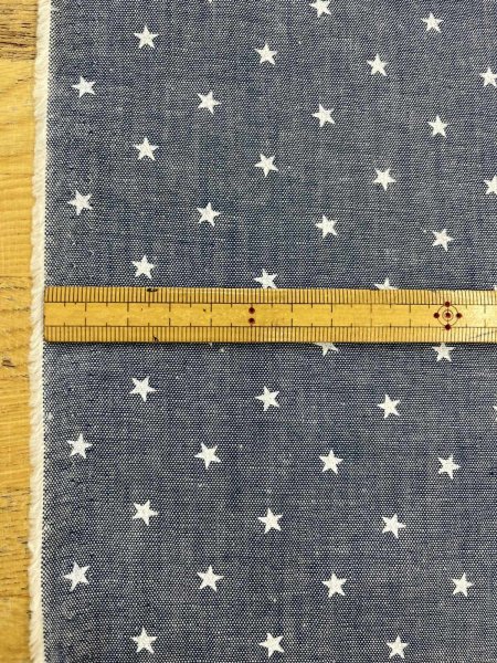 画像3: 生地：綿100％星柄プリントダンガリー（ブルー） (3)