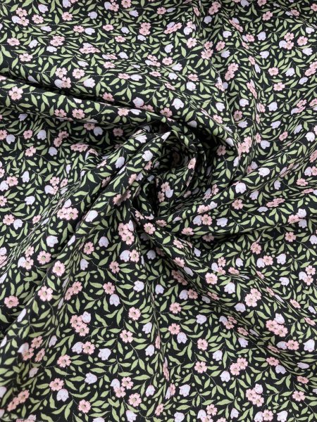 画像7: 生地：綿100％小花プリント平織（ブラック） (7)