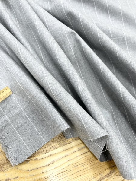 画像5: 生地：綿ストライプ柄（グレー／白） (5)