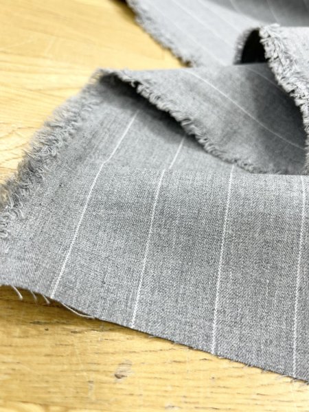 画像7: 生地：綿ストライプ柄（グレー／白） (7)