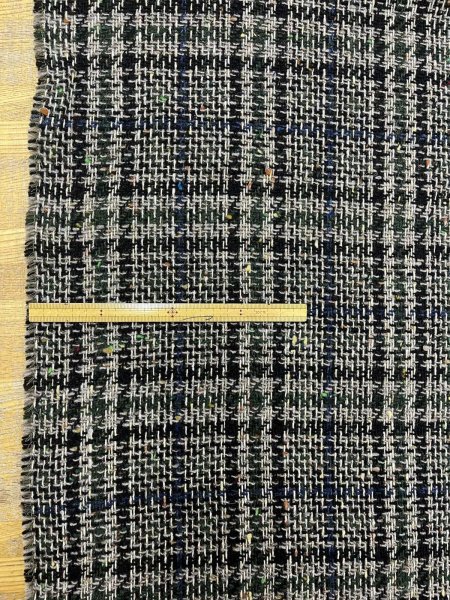 画像2: 生地:ウールざっくりチェックツイード(カーキ/ブラック×ベージュ) (2)