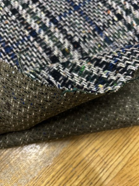 画像5: 生地:ウールざっくりチェックツイード(カーキ/ブラック×ベージュ) (5)