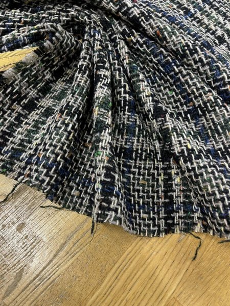 画像6: 生地:ウールざっくりチェックツイード(カーキ/ブラック×ベージュ) (6)