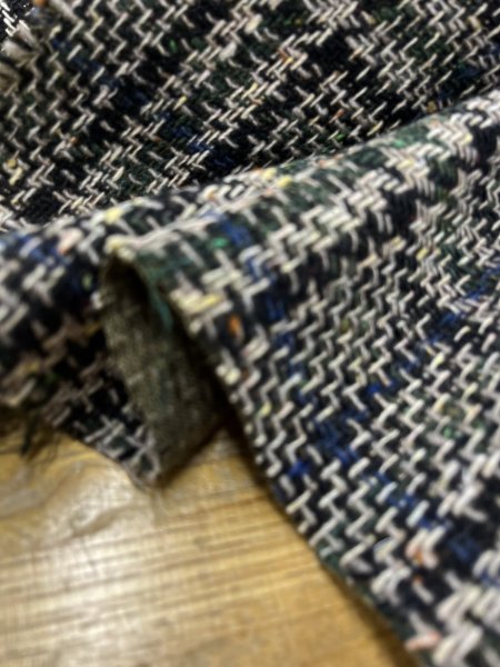 画像8: 生地:ウールざっくりチェックツイード(カーキ/ブラック×ベージュ) (8)