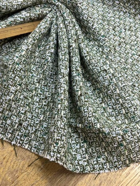 画像6: 生地： ゆる編みファンシーツイード（深緑×白） (6)