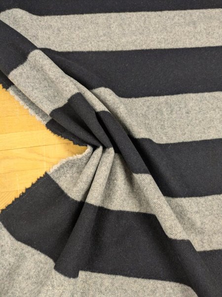 画像6: 生地： ツイード太ボーダー柄ウール（ベージュ／黒） (6)