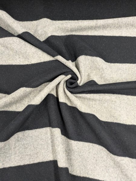 画像7: 生地： ツイード太ボーダー柄ウール（ベージュ／黒） (7)