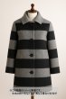 画像1: 生地： ツイード太ボーダー柄ウール（グレー／黒） (1)