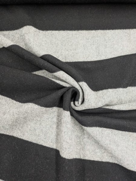 画像7: 生地： ツイード太ボーダー柄ウール（グレー／黒） (7)