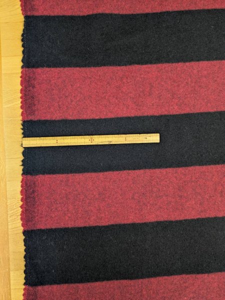 画像2: 生地： ツイード太ボーダー柄ウール（赤／黒） (2)