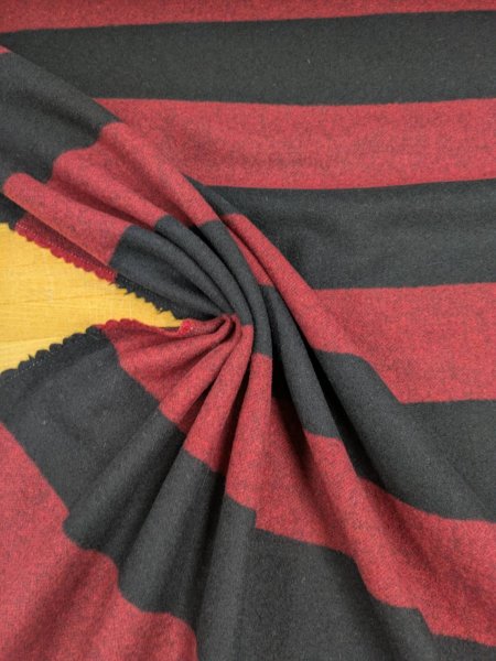 画像6: 生地： ツイード太ボーダー柄ウール（赤／黒） (6)